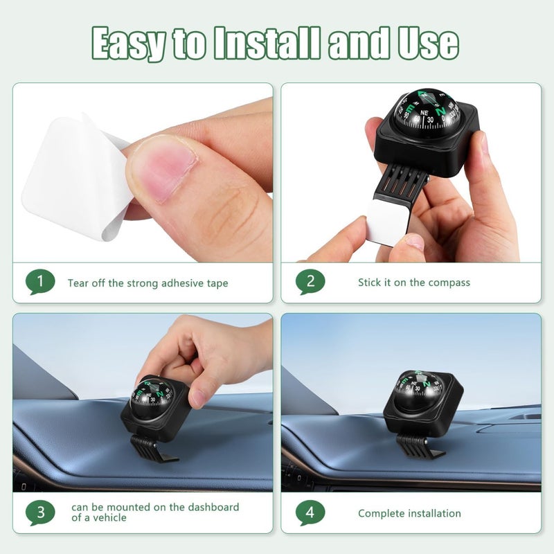 SOLUSTRE Car Dashboard Compass Ball Portable Auto Compass for Accurate Navigation for Cars Boats and Outdoor Use Compact Dashboard Ornament - Image 5
